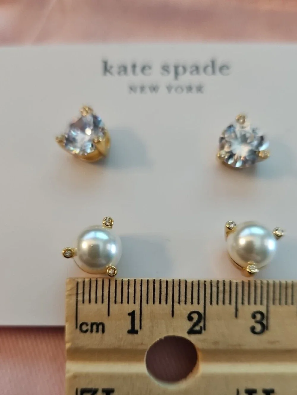 kate spade Gold Pearl and Clear Crystal Stud Earring Duo